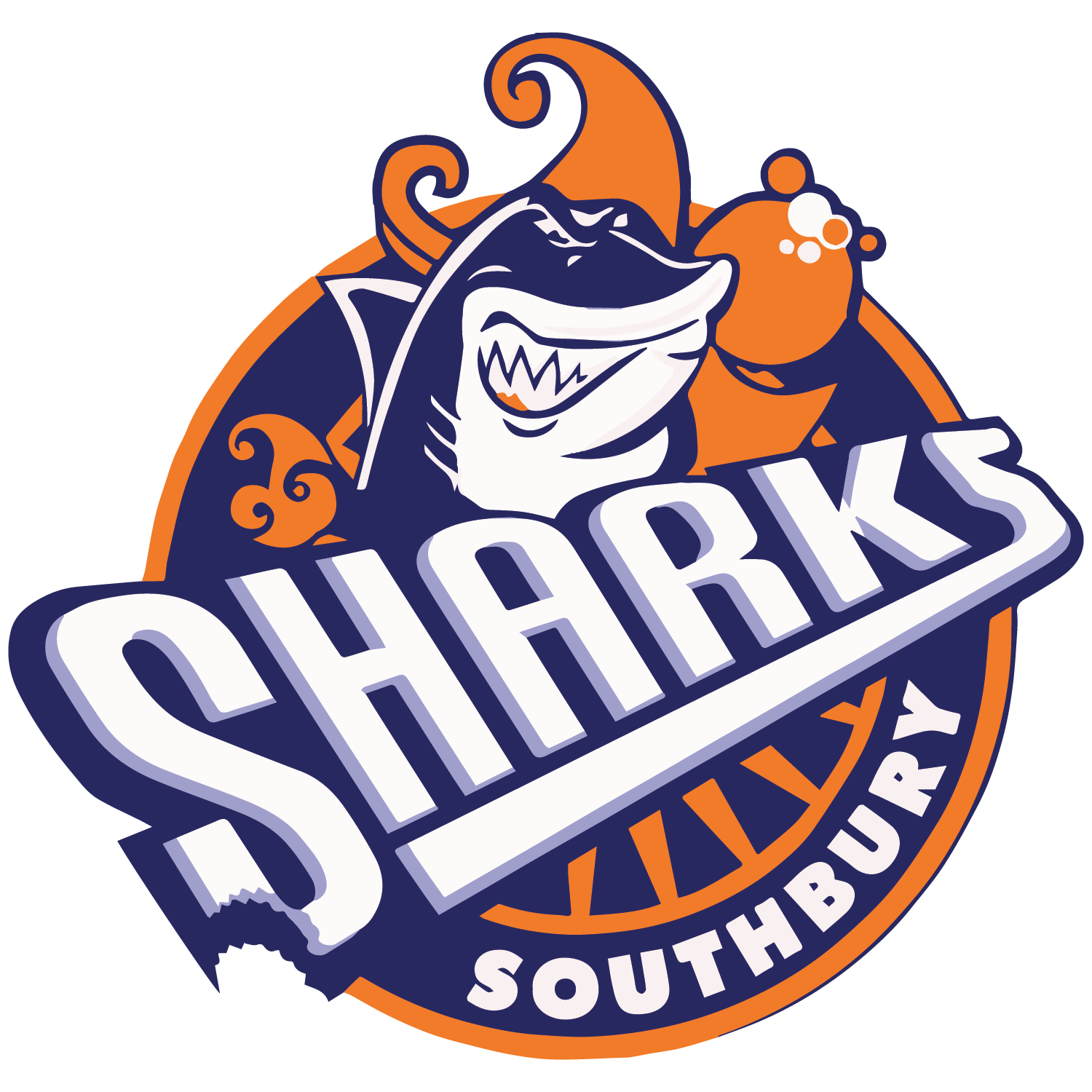 Southbury Shark Logo with text sharks southbury